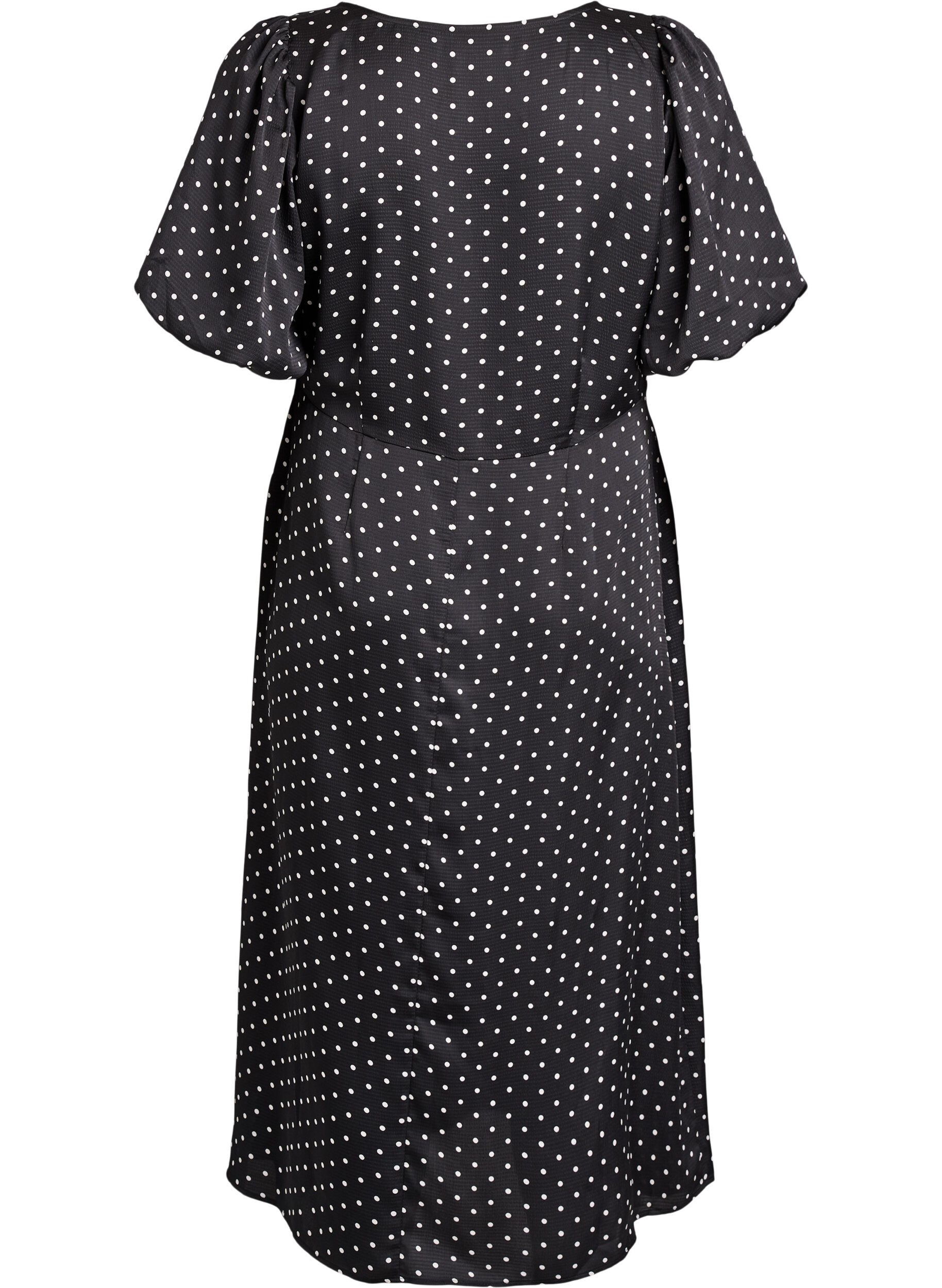 Zizzi Robe midi &agrave; pois avec encolure carr&eacute;e, Noir, Packshot image number 1