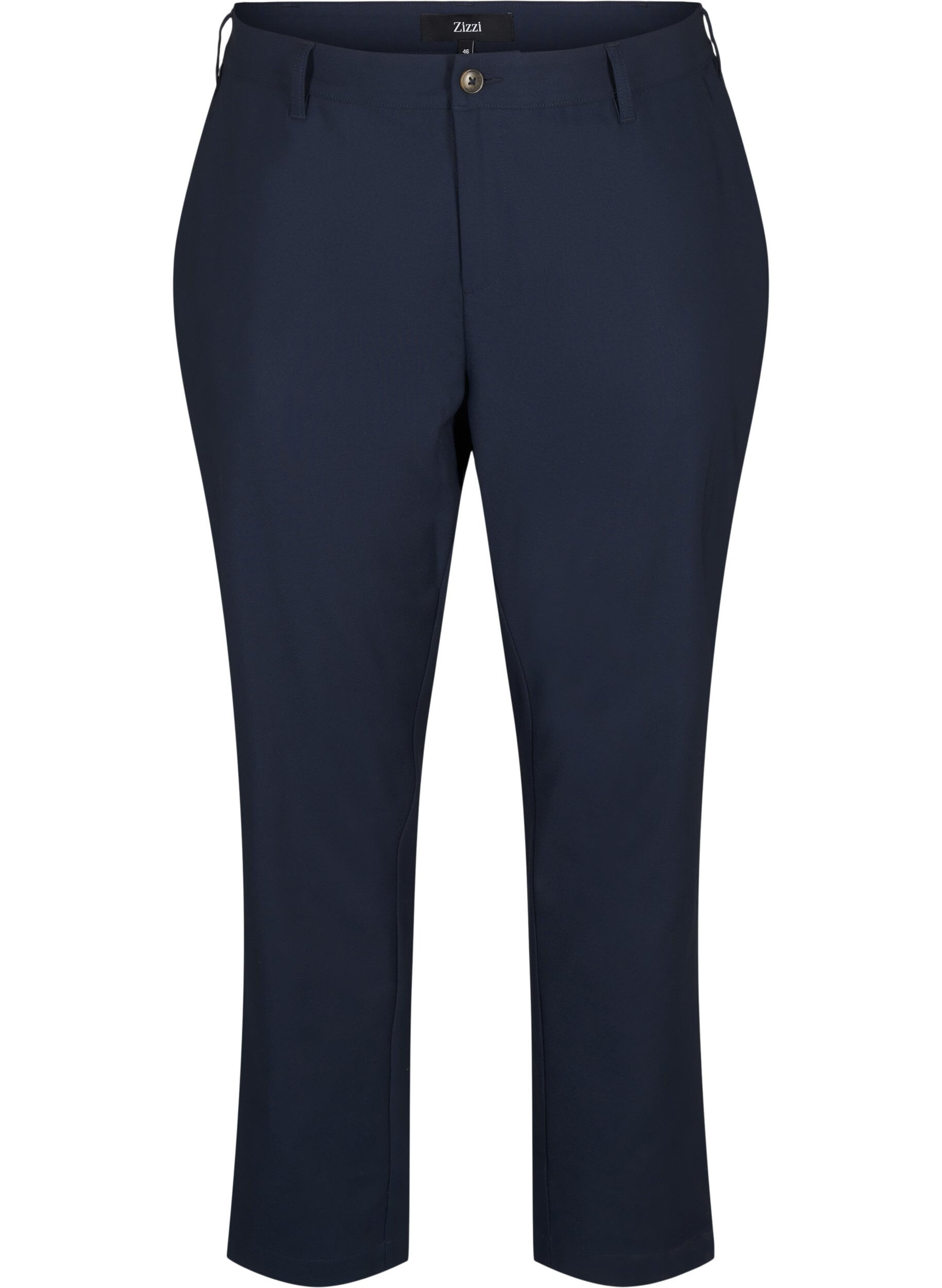 Zizzi Pantalon coupe droite &agrave; taille haute, Bleu, Packshot image number 0