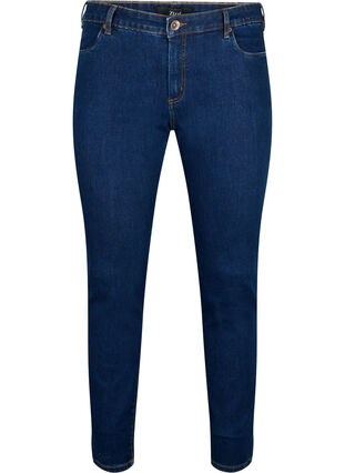 Jean Emily coupe slim fit avec taille normale, Dark blue, Packshot image number 0