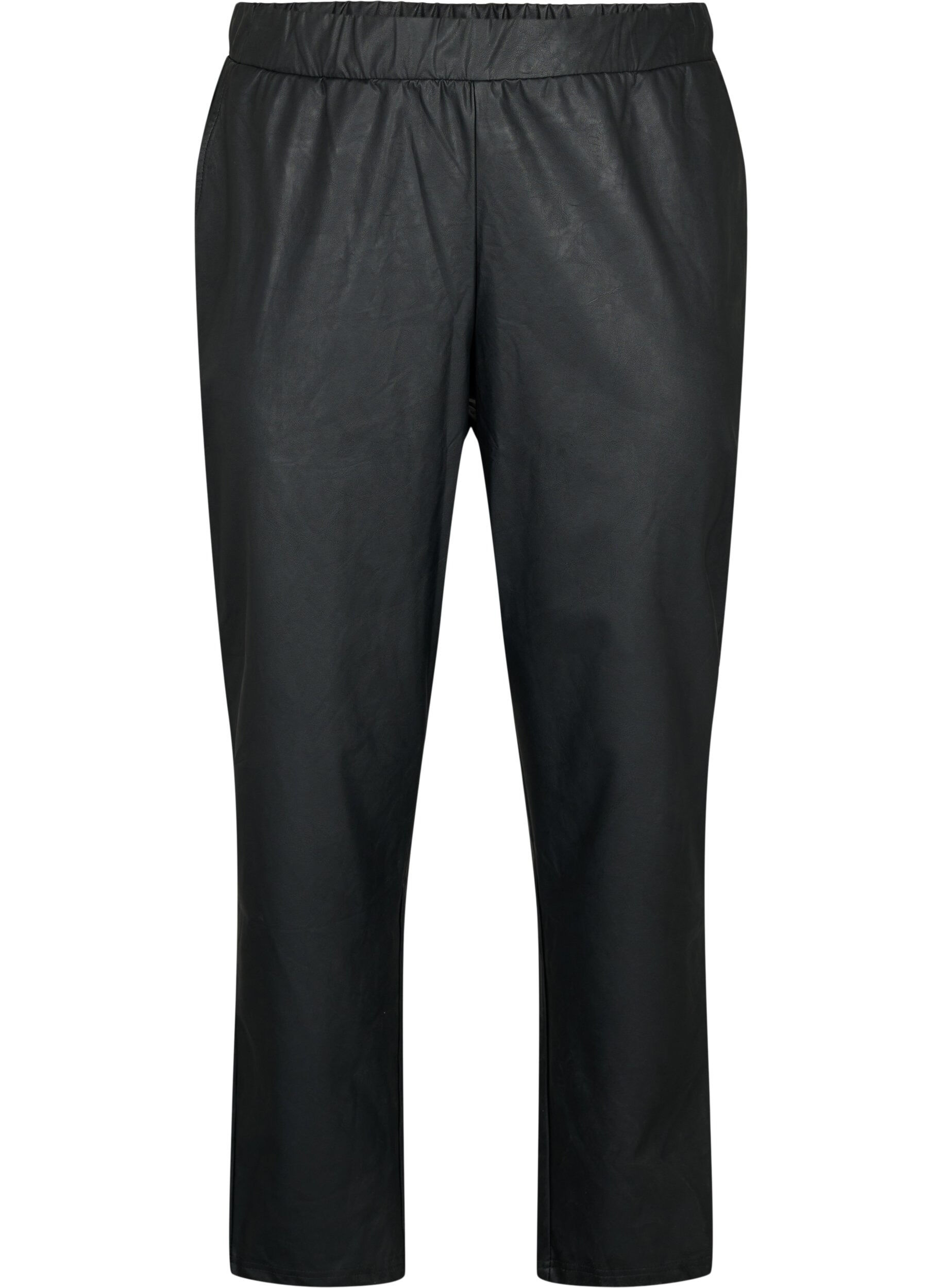 Zizzi Pantalon en imitation cuir avec des poches, Black, Packshot image number 0