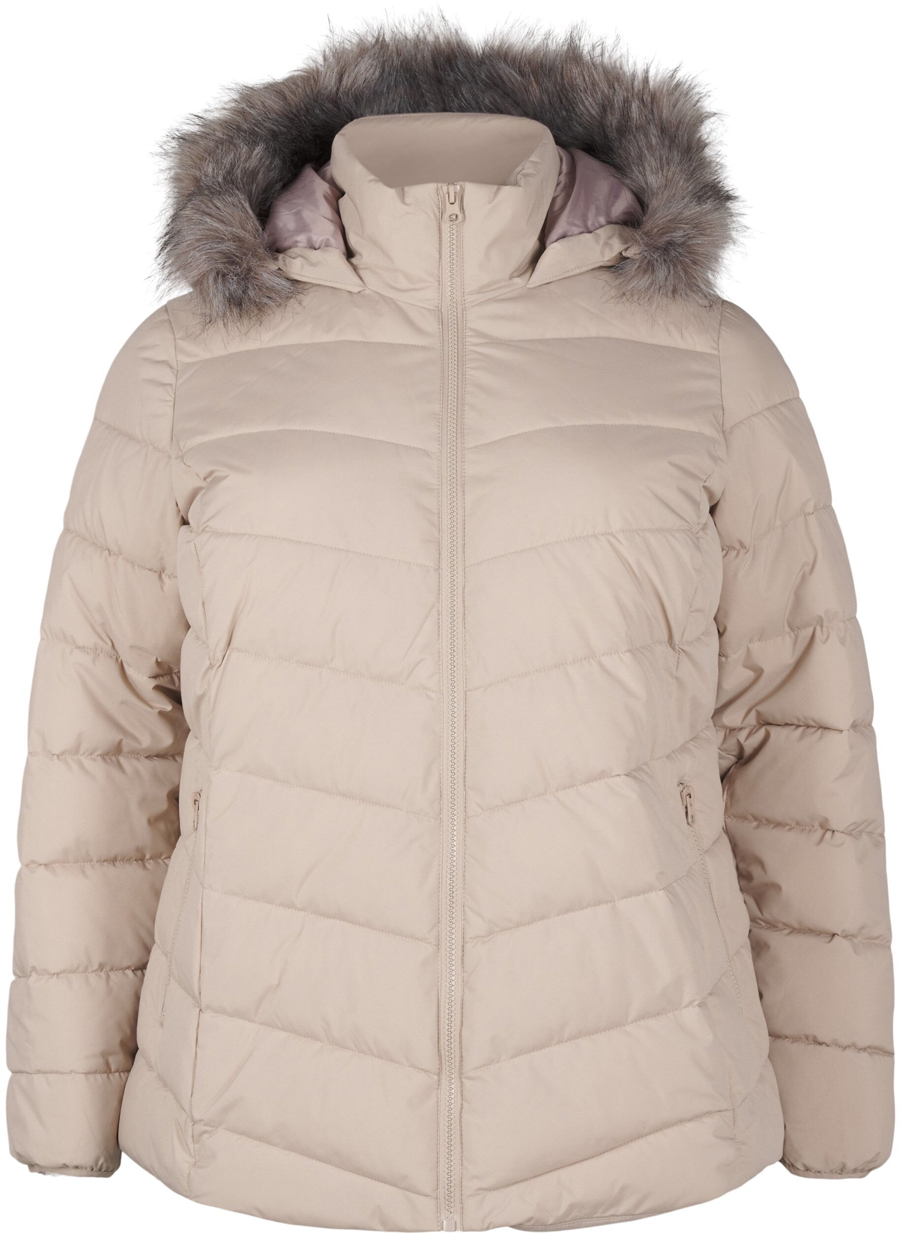 ZizziVeste courte &agrave; capuche, Beige, Packshot image number 0