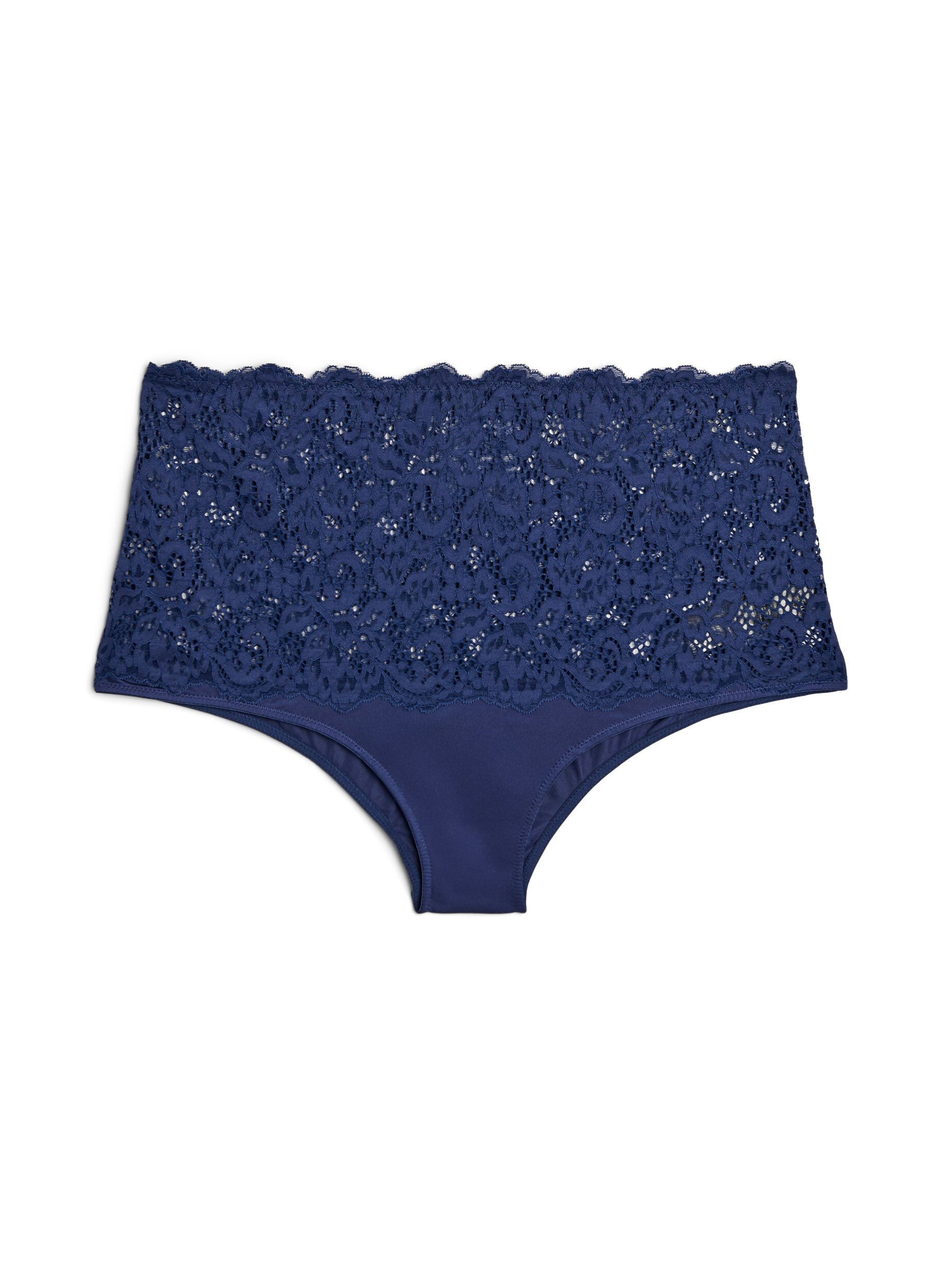 Zizzi Culotte hipster taille haute avec dentelle, Medieval Blue, Packshot image number 0
