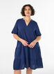 Robe courte &eacute;vas&eacute;e en mousseline de coton, Bleu, Model image number 0
