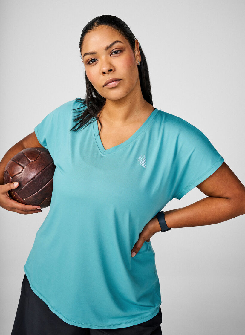 T-shirt d&rsquo;entra&icirc;nement ample avec col en V, Vert, Image image number 0