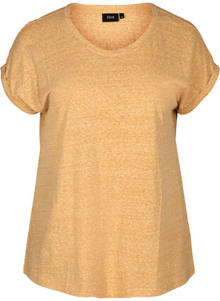 T-shirt chiné en coton, Mineral Yellow Mélange, Packshot image number 0