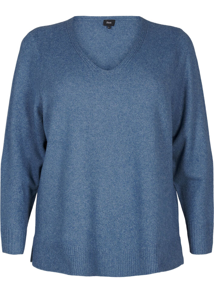  Chemisier en tricot avec col en V, Bering S. White Mel., Packshot image number 0