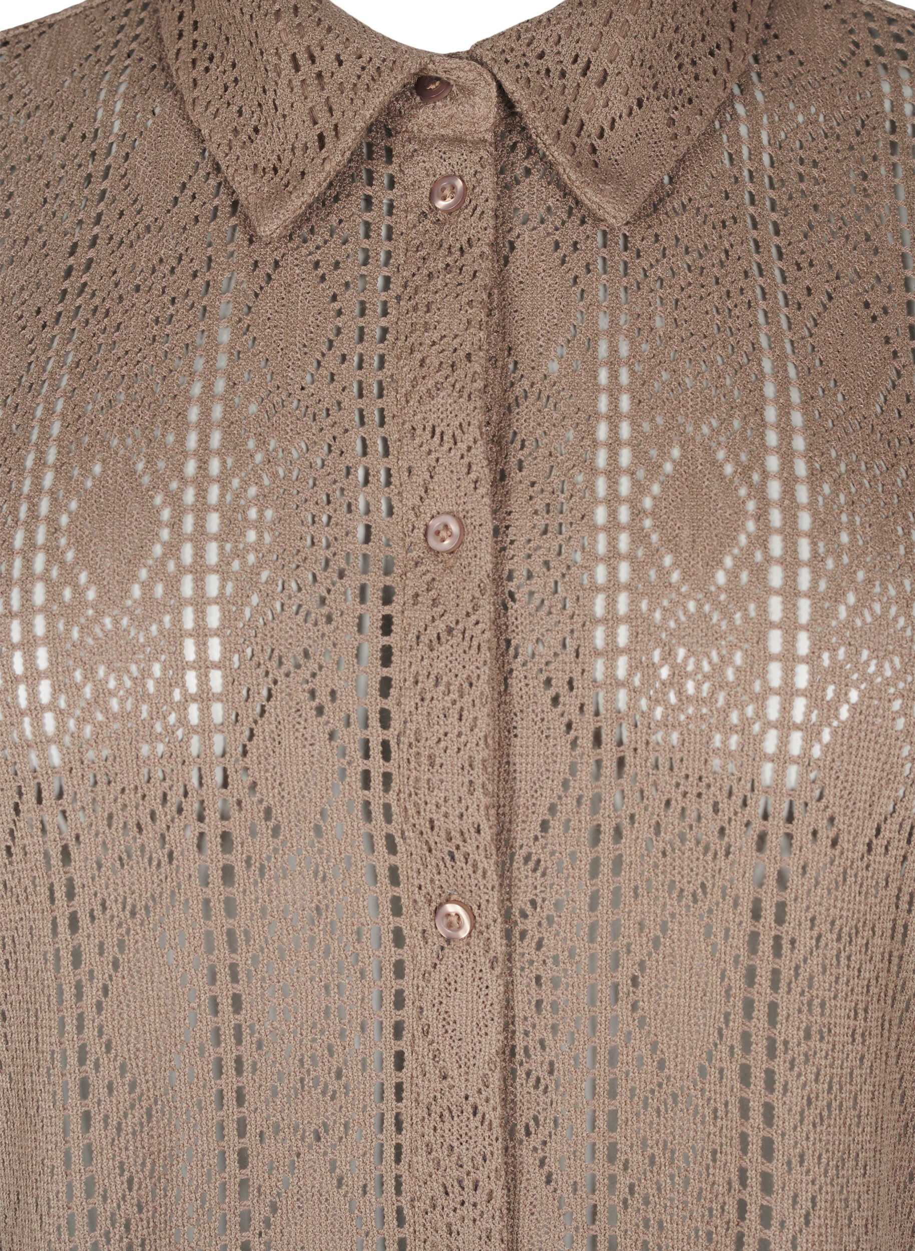 Zizzi Chemise &agrave; manches courtes avec motif ajour&eacute;, Marron, Packshot image number 2
