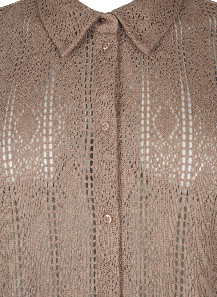 Chemise à manches courtes avec motif ajouré, Marron, Packshot image number 2