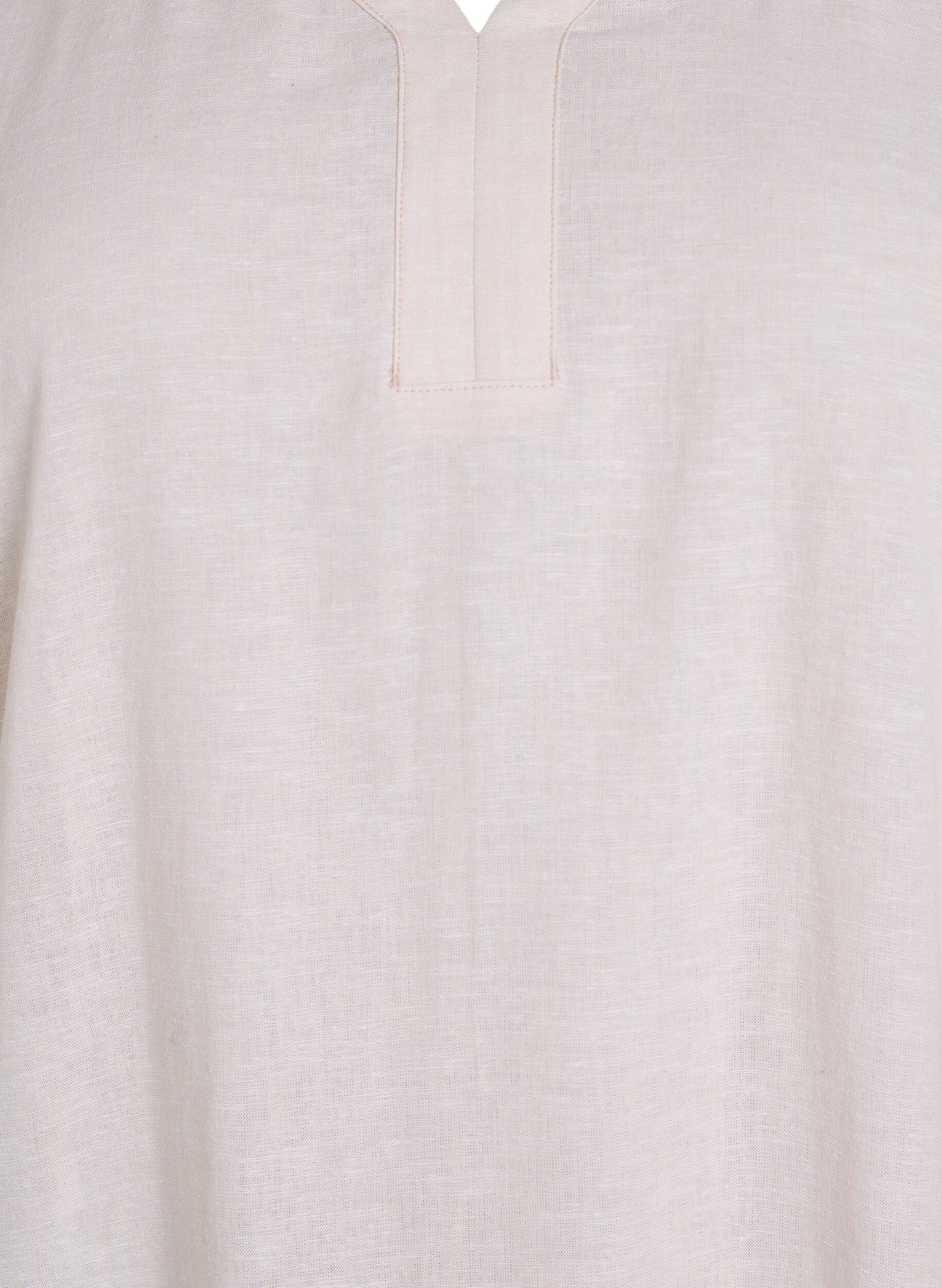 Zizzi Robe mi-longue en lin et viscose &agrave; manches courtes, Beige, Packshot image number 2