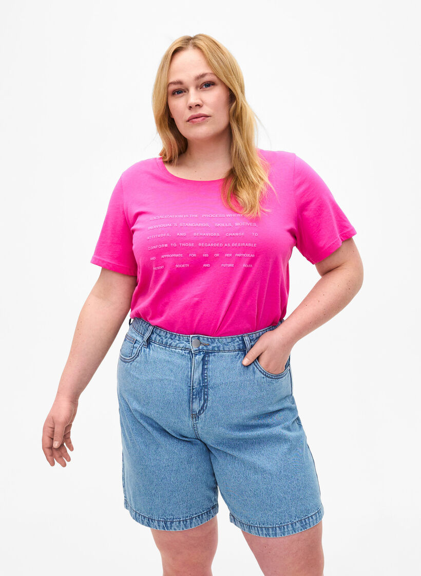 Shorts en jean taille haute, Light Blue Denim, Model image number 0