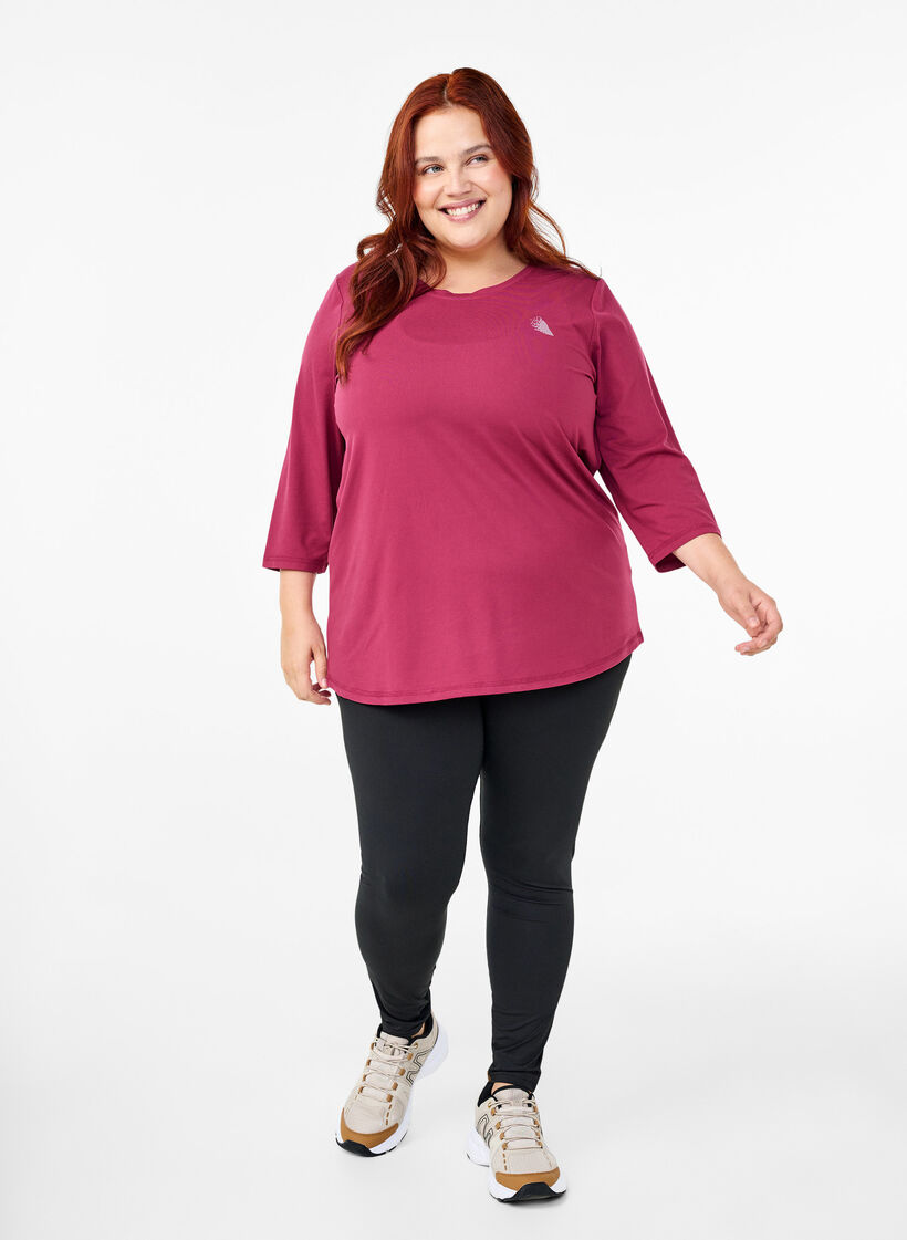 Haut de sport avec manches 3/4, Bordeaux, Model image number 1