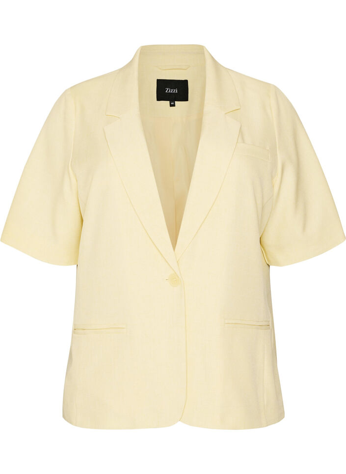 Blazer avec manches courtes et revers, Jaune clair, Packshot image number 0