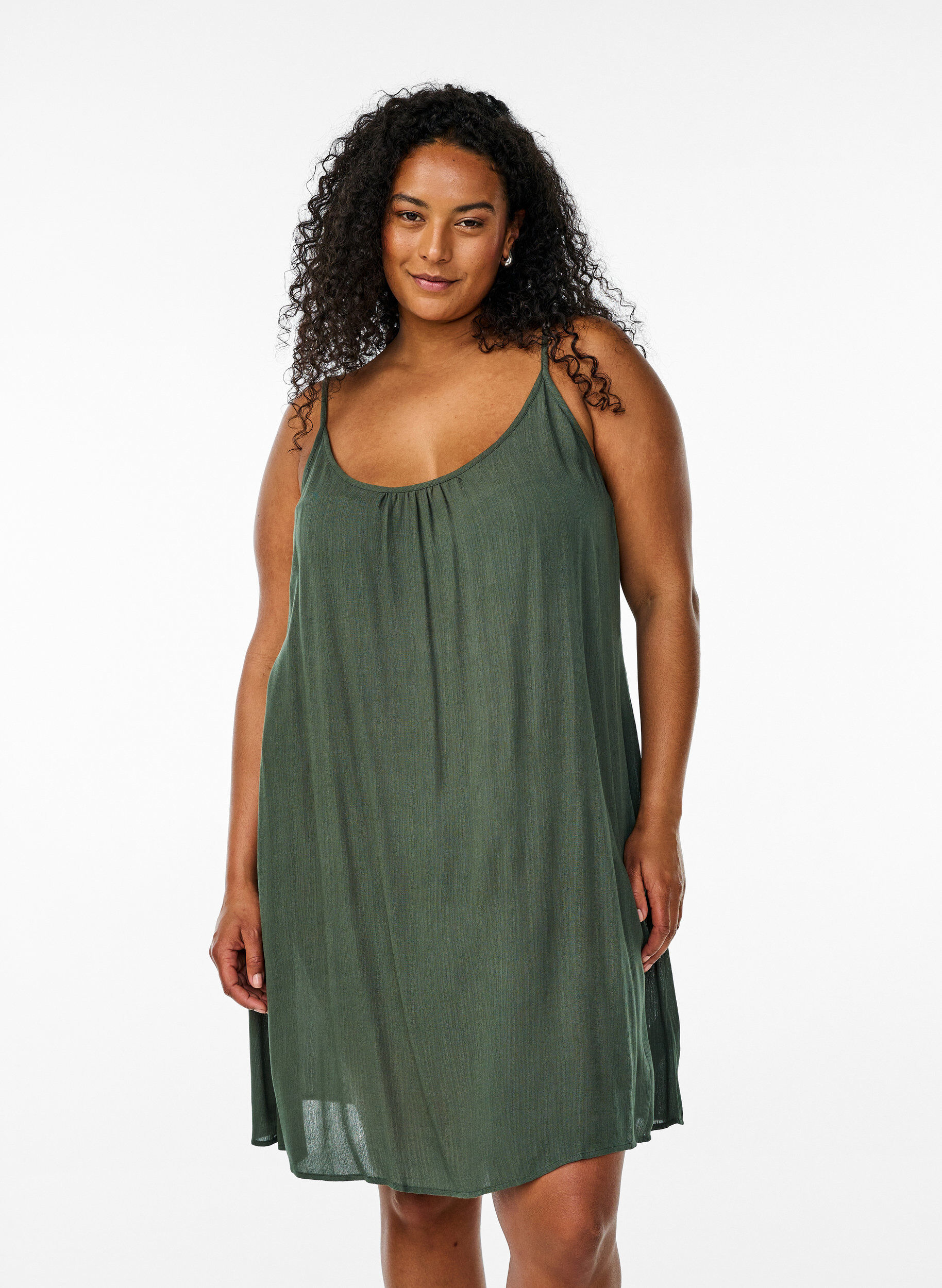 Robe en viscose &agrave; n&oelig;uds de couleur unie, Vert, Model