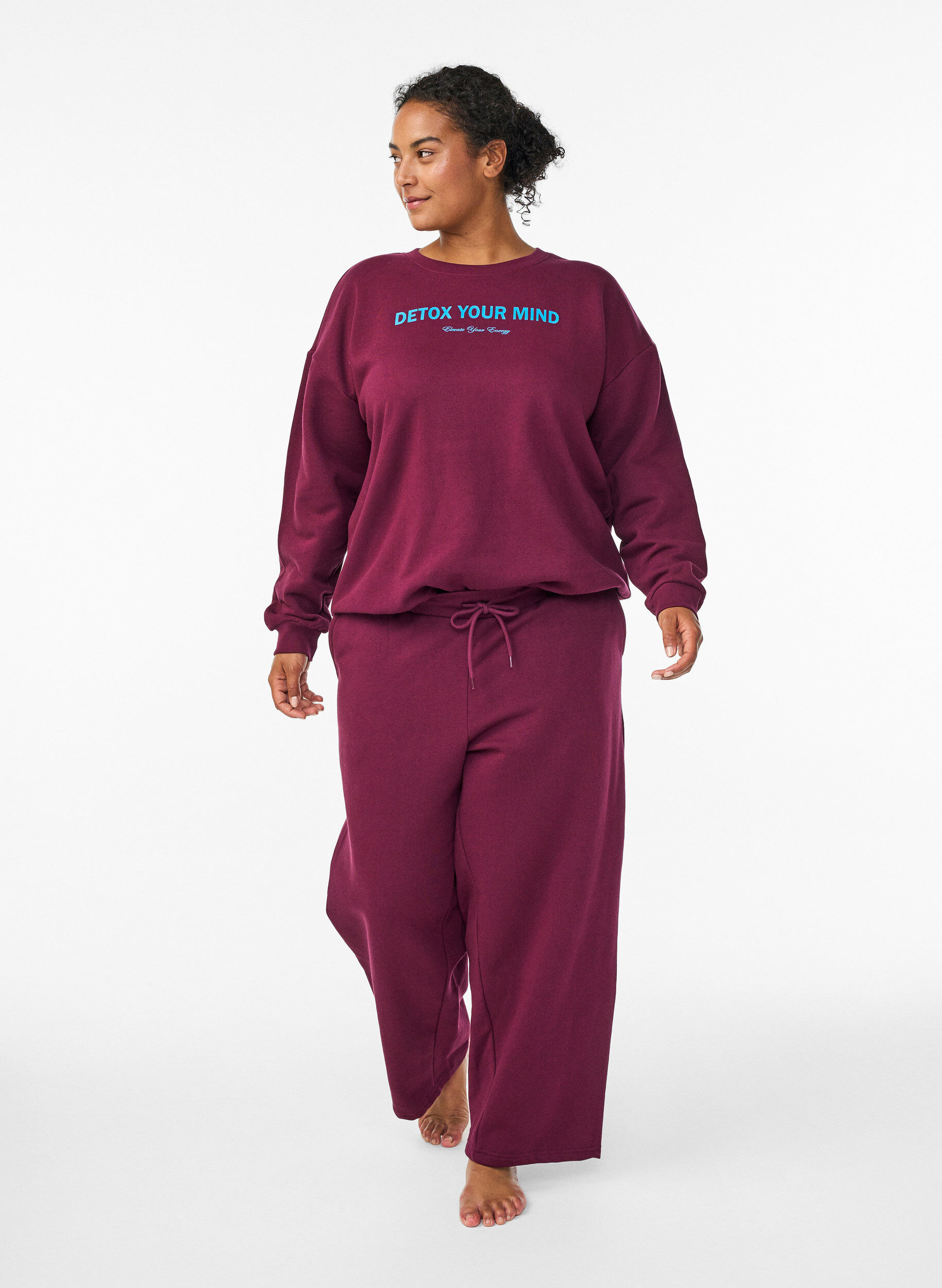 ZizziSweat-shirt avec imprim&eacute; texte, Bordeaux fonc&eacute;, Model image number 1