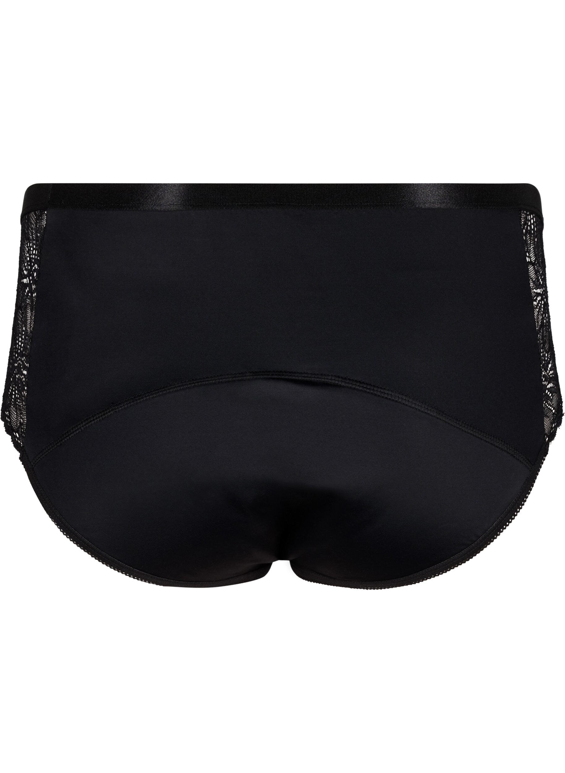 Zizzi Culottes menstruelles &agrave; dentelle de taille normale, Black, Packshot image number 1