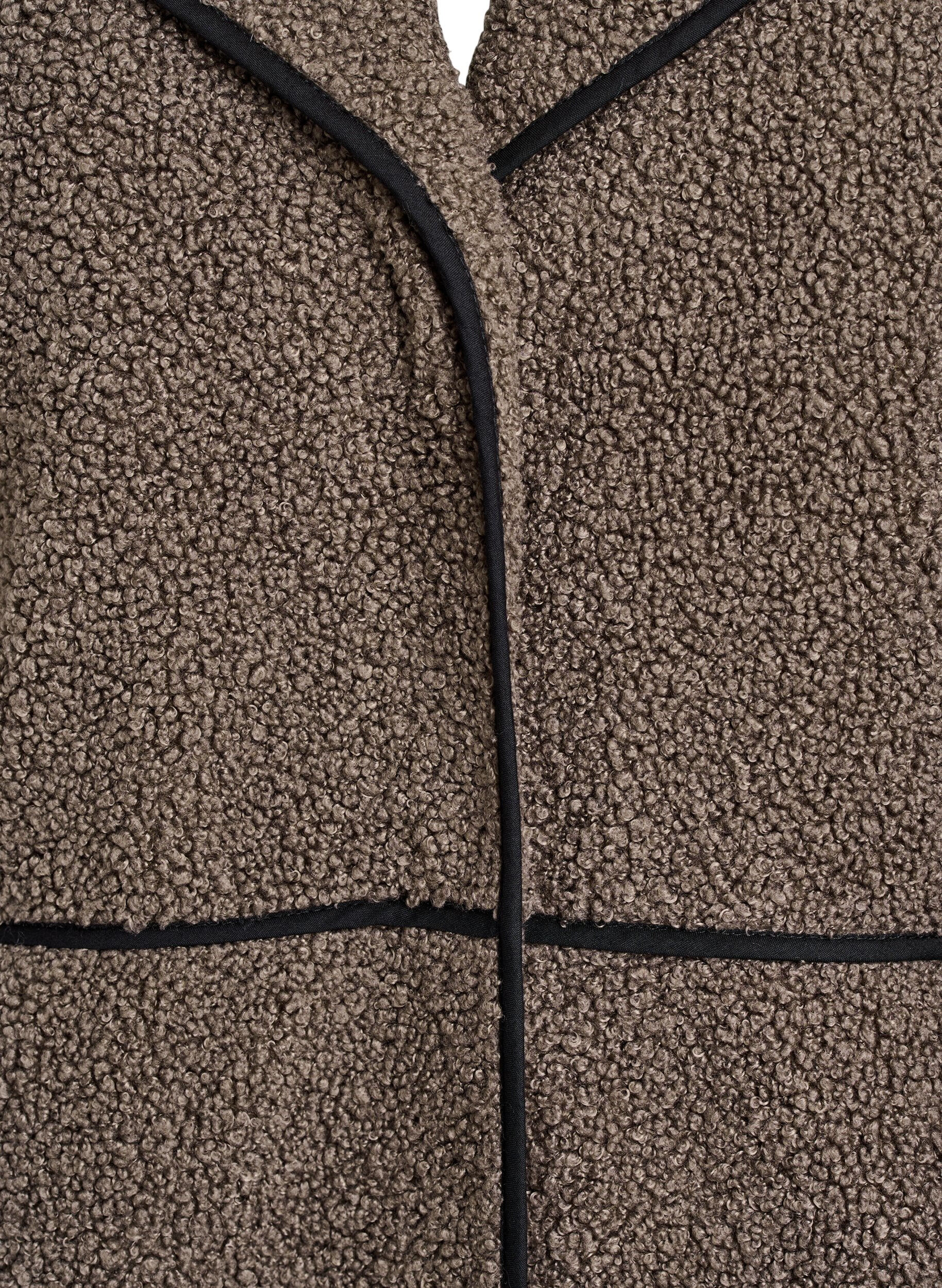 Zizzi Veste teddy douce avec d&eacute;tails contrastants, Marron, Packshot image number 2