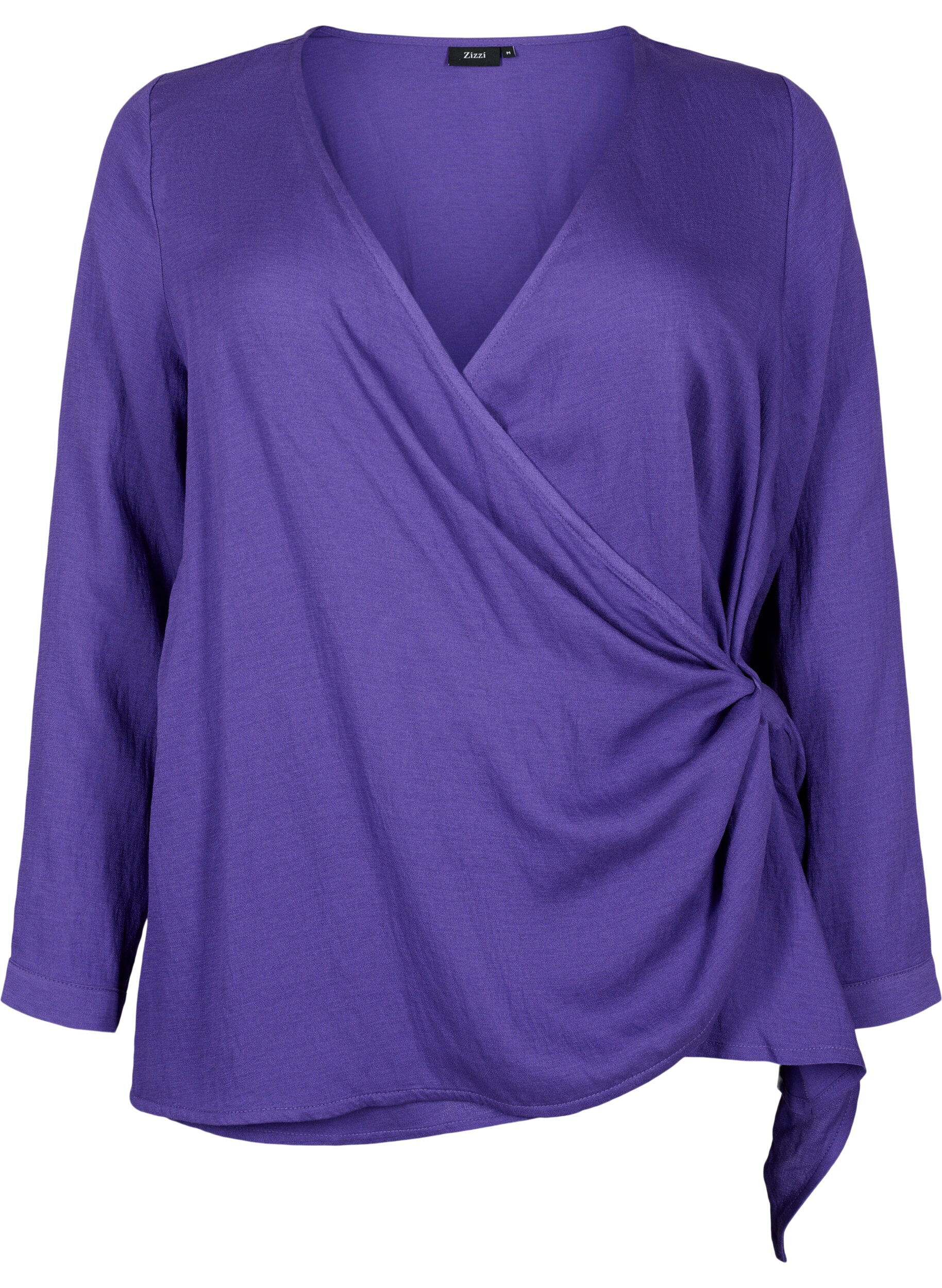 Zizzi Blouse &agrave; manches longues en viscose avec un aspect enveloppant, Prism Violet, Packshot image number 0