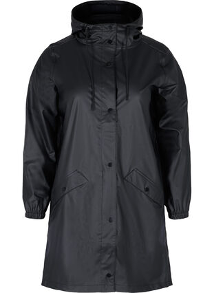 Veste de pluie avec capuche et fermeture boutonnée, Black, Packshot image number 0