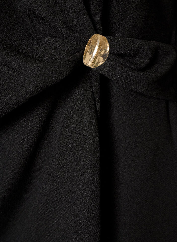 Blouse avec drap&eacute; asym&eacute;trique et manches 3/4, Noir, Packshot image number 3