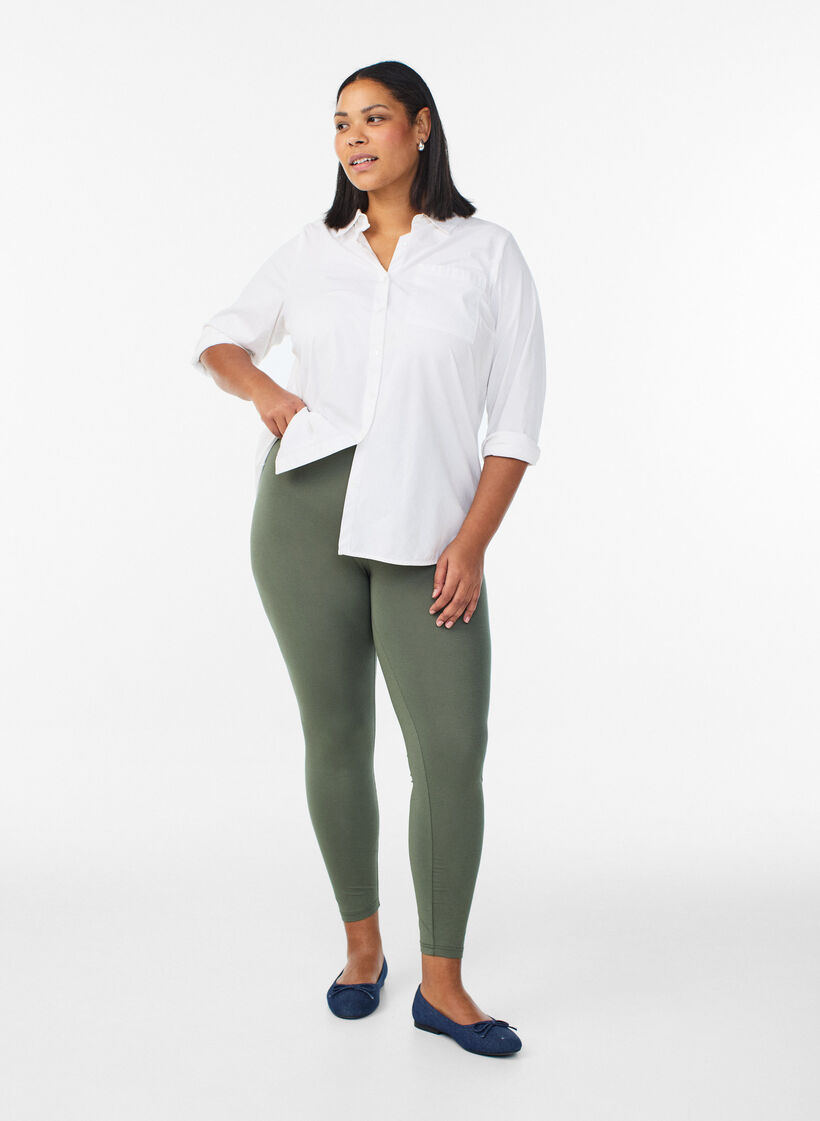 Leggings basiques en viscose, Vert, Model image number 1