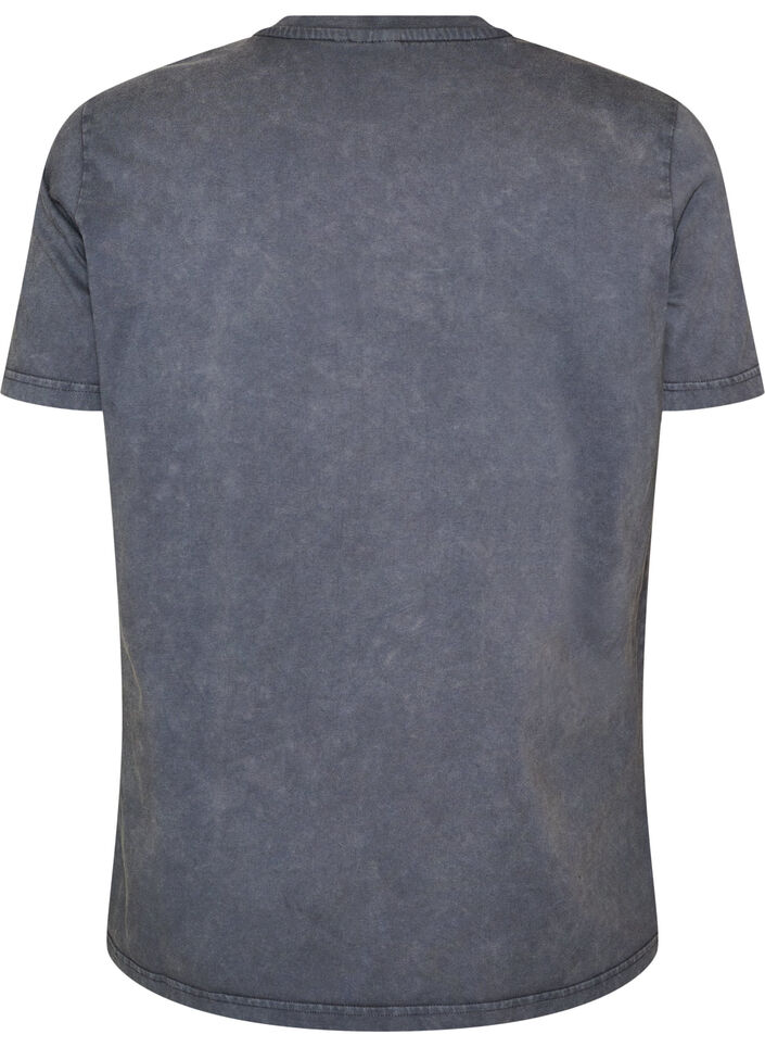 T-shirt en coton avec imprim&eacute; sur le devant et effet d&eacute;lav&eacute;, Gris, Packshot image number 1