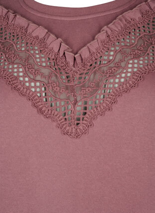 Sweatshirt avec volants et détail de crochet, Rose Brown, Packshot image number 2