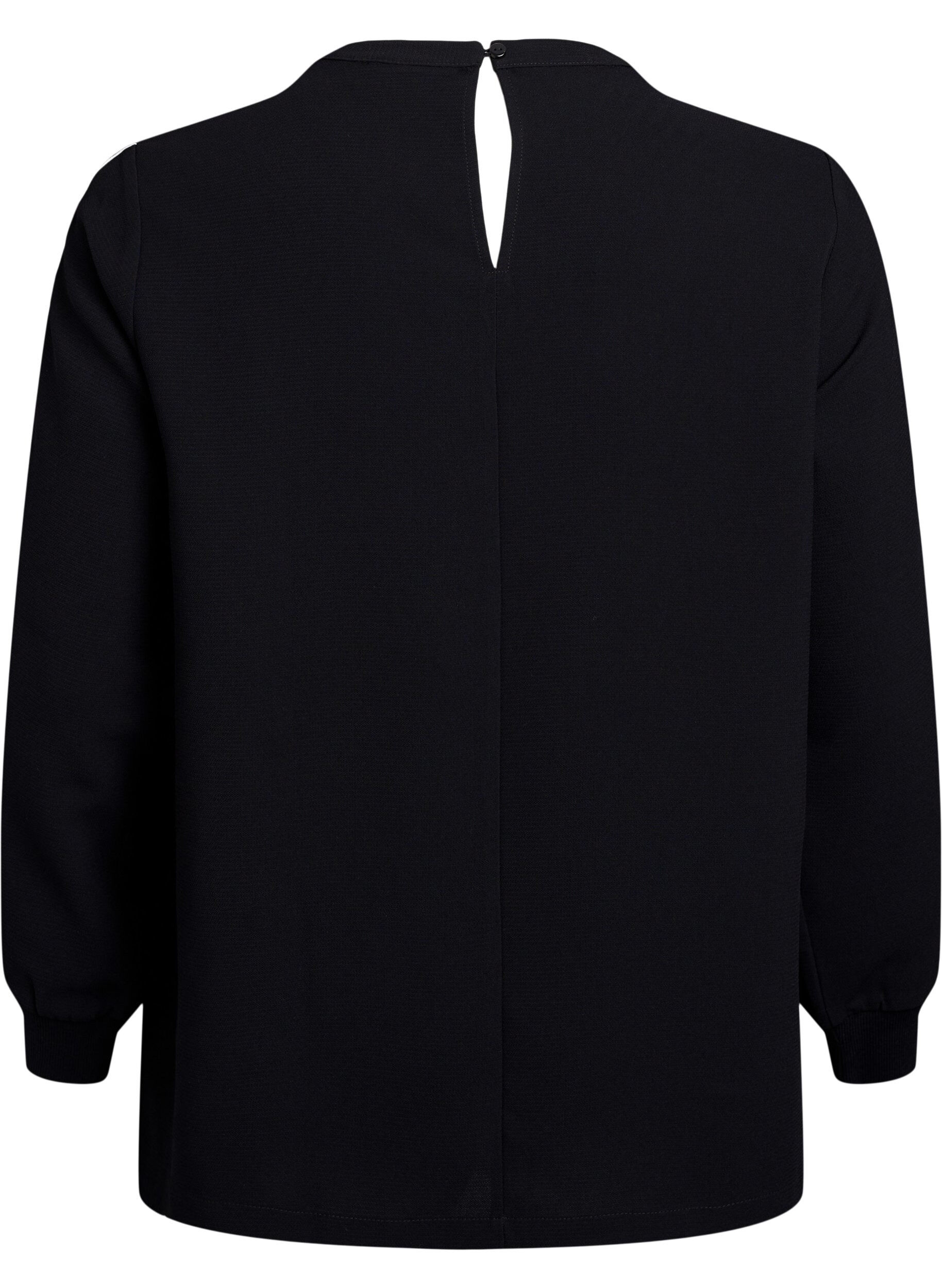 Zizzi Blouse &agrave; bandes sur les manches, Noir, Packshot image number 1