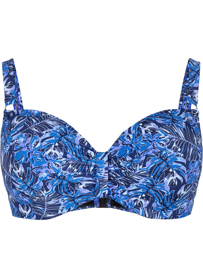 Haut de bikini avec armatures et imprimé, Bleu, Packshot image number 0
