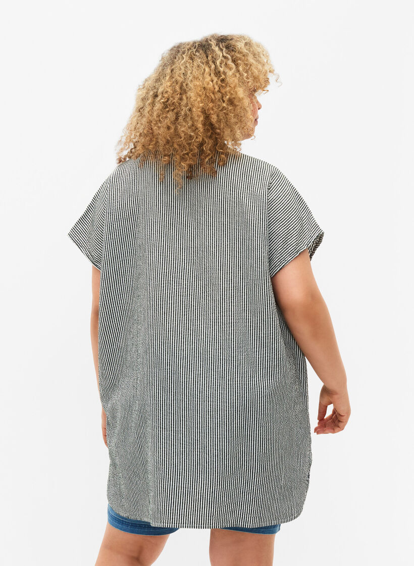 Chemise &agrave; manches courtes en coton &agrave; rayures, Scarab Stripe, Model image number 1