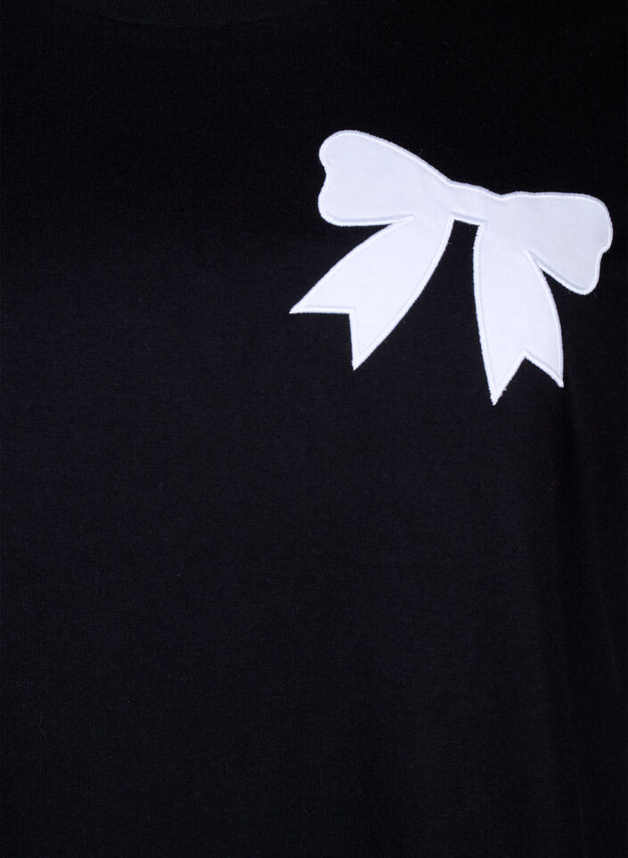T-shirt en coton avec nœud papillon, Black W. White, Packshot image number 2