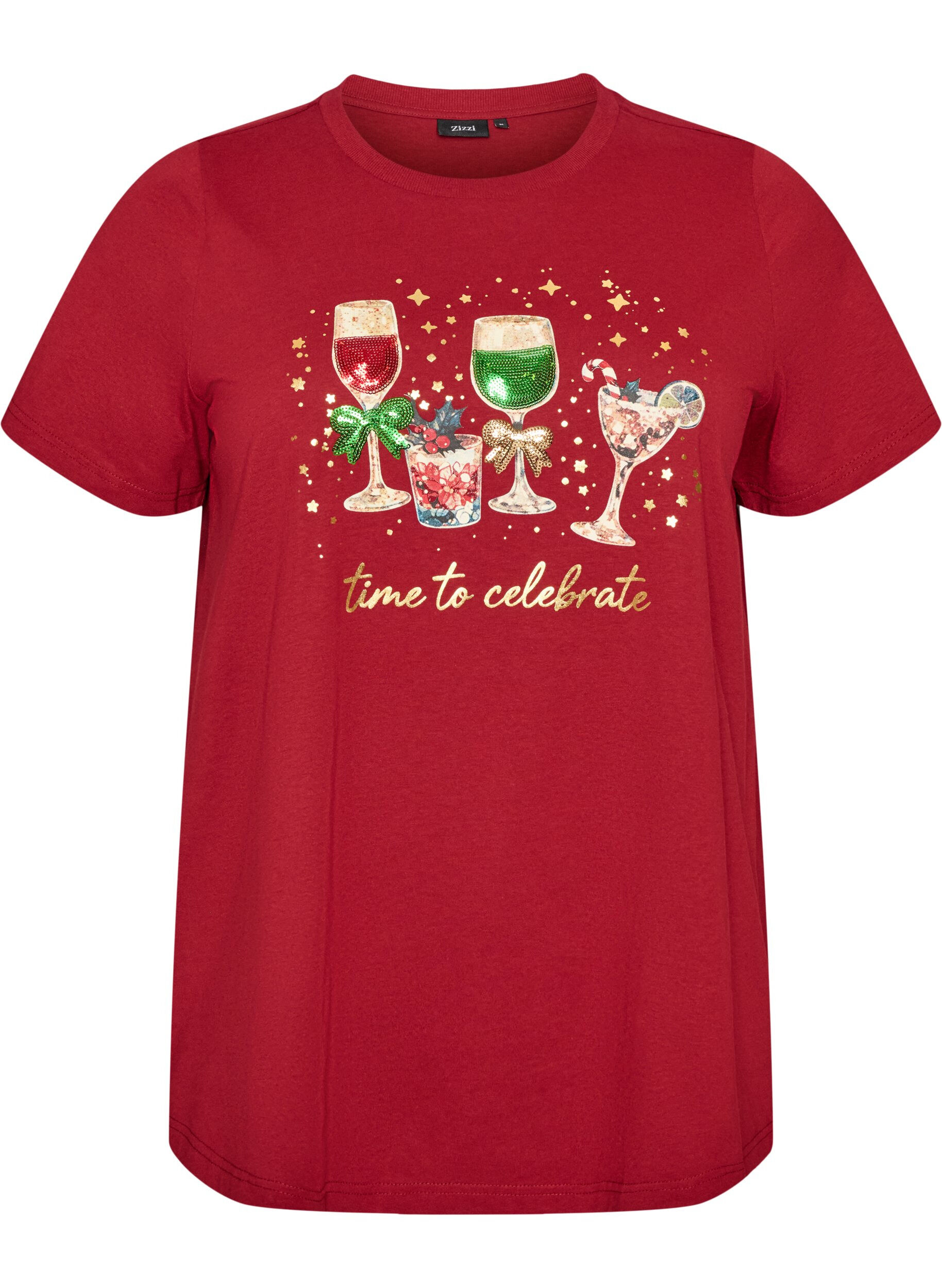 ZizziT-shirt de No&euml;l en coton bio, Rouge, Packshot image number 0