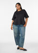 Blouse peplum avec manches longueur coude, Noir, Model image number 1