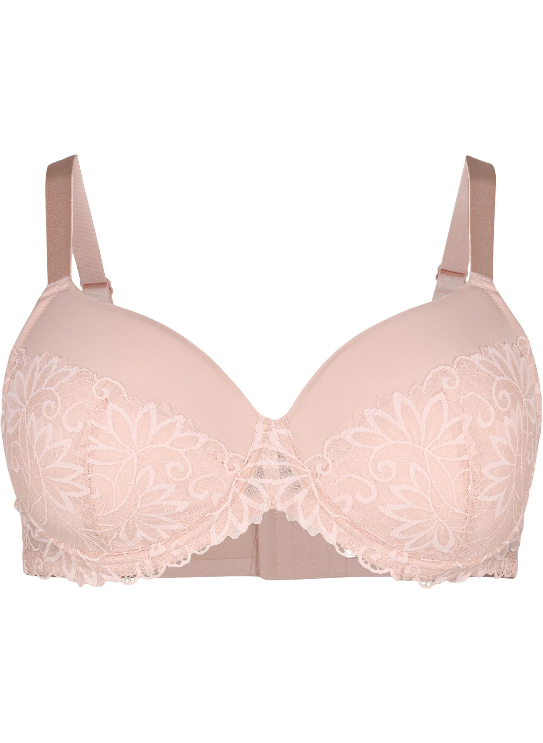 Zizzi Soutien-gorge en dentelle avec armatures et rembourrage, Pink Tint, Packshot image number 0