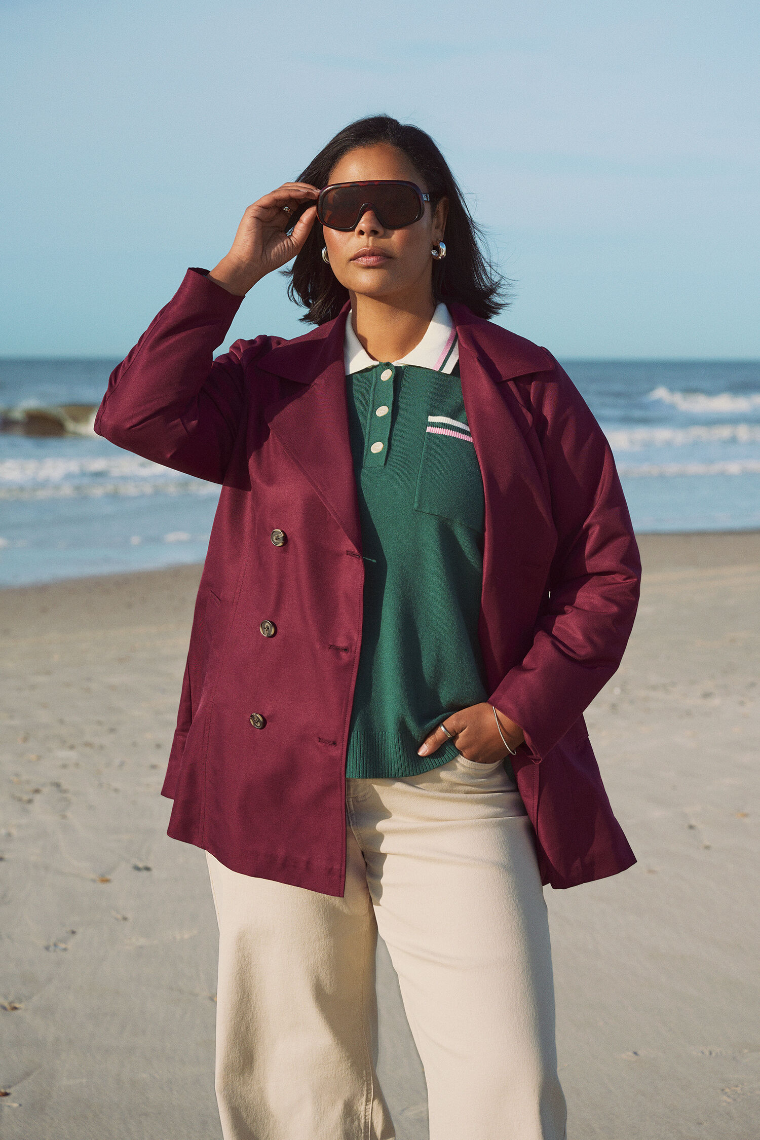 Zizzi Trench-coat court avec ceinture, , Model