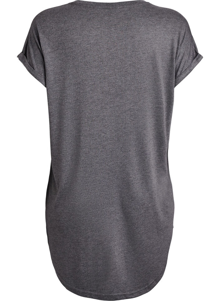 Chemise de nuit &agrave; manches courtes avec imprim&eacute; de texte, Noir, Packshot image number 1