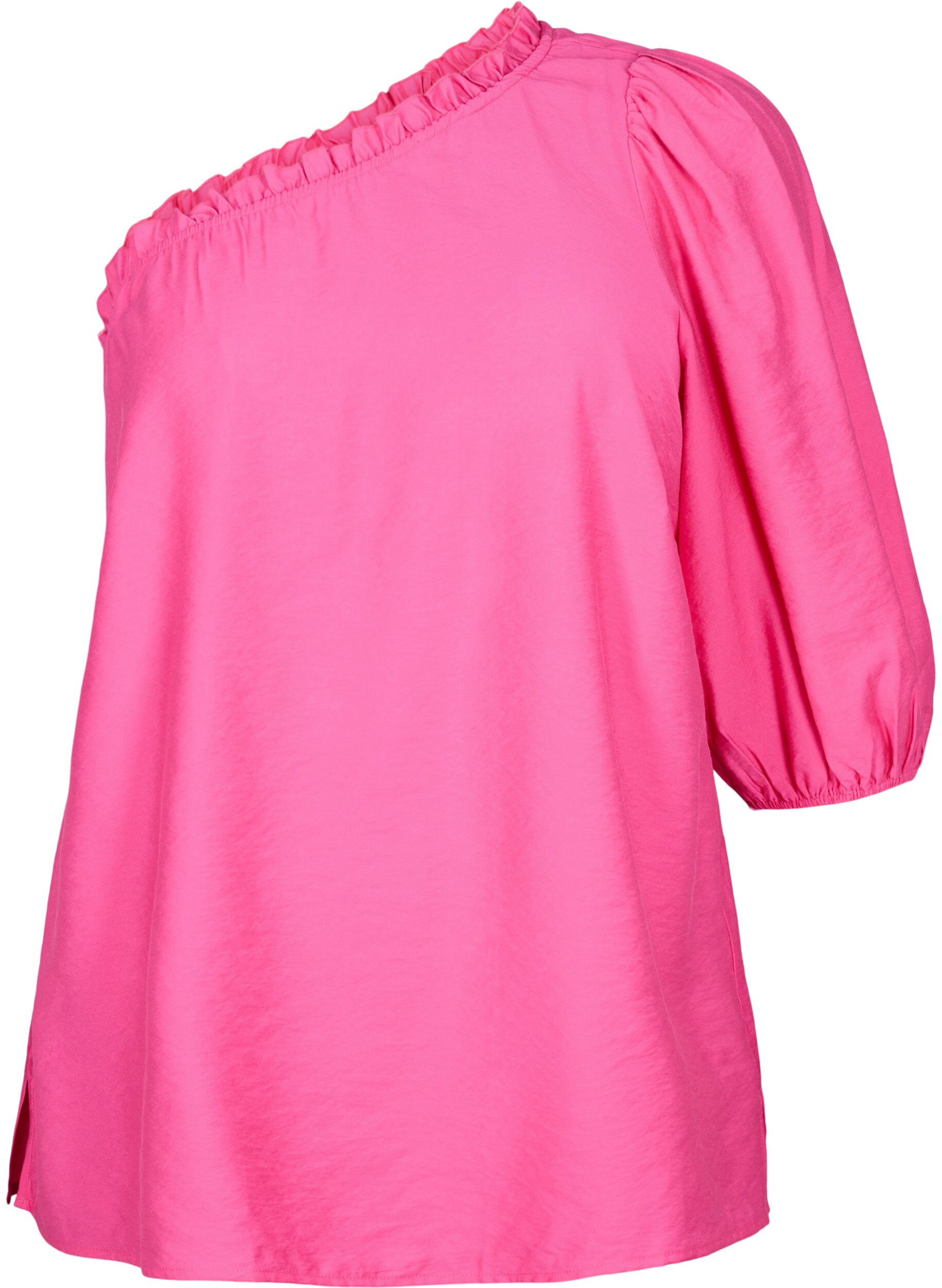 Zizzi blouse &agrave; une &eacute;paule en viscose, Rose, Packshot image number 0
