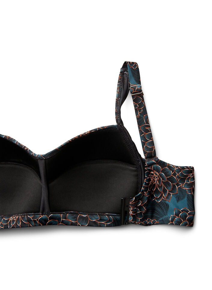 Haut de bikini rembourr&eacute; et imprim&eacute;, Bleu p&eacute;trole, Packshot image number 3