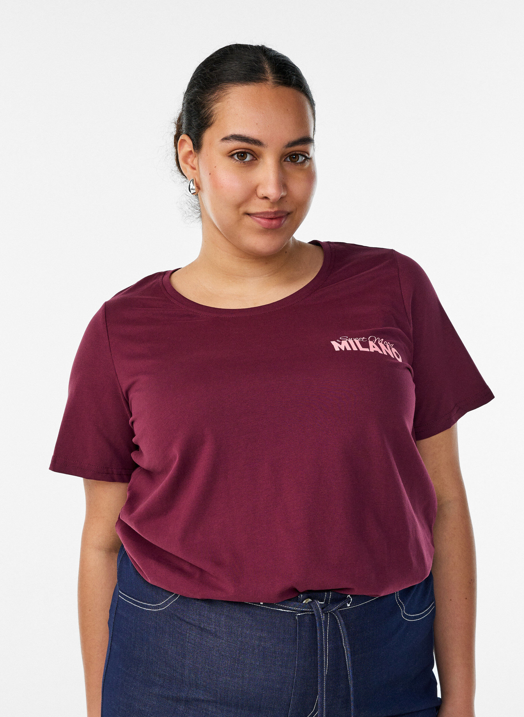 T-shirt imprim&eacute;, Bordeaux, Model