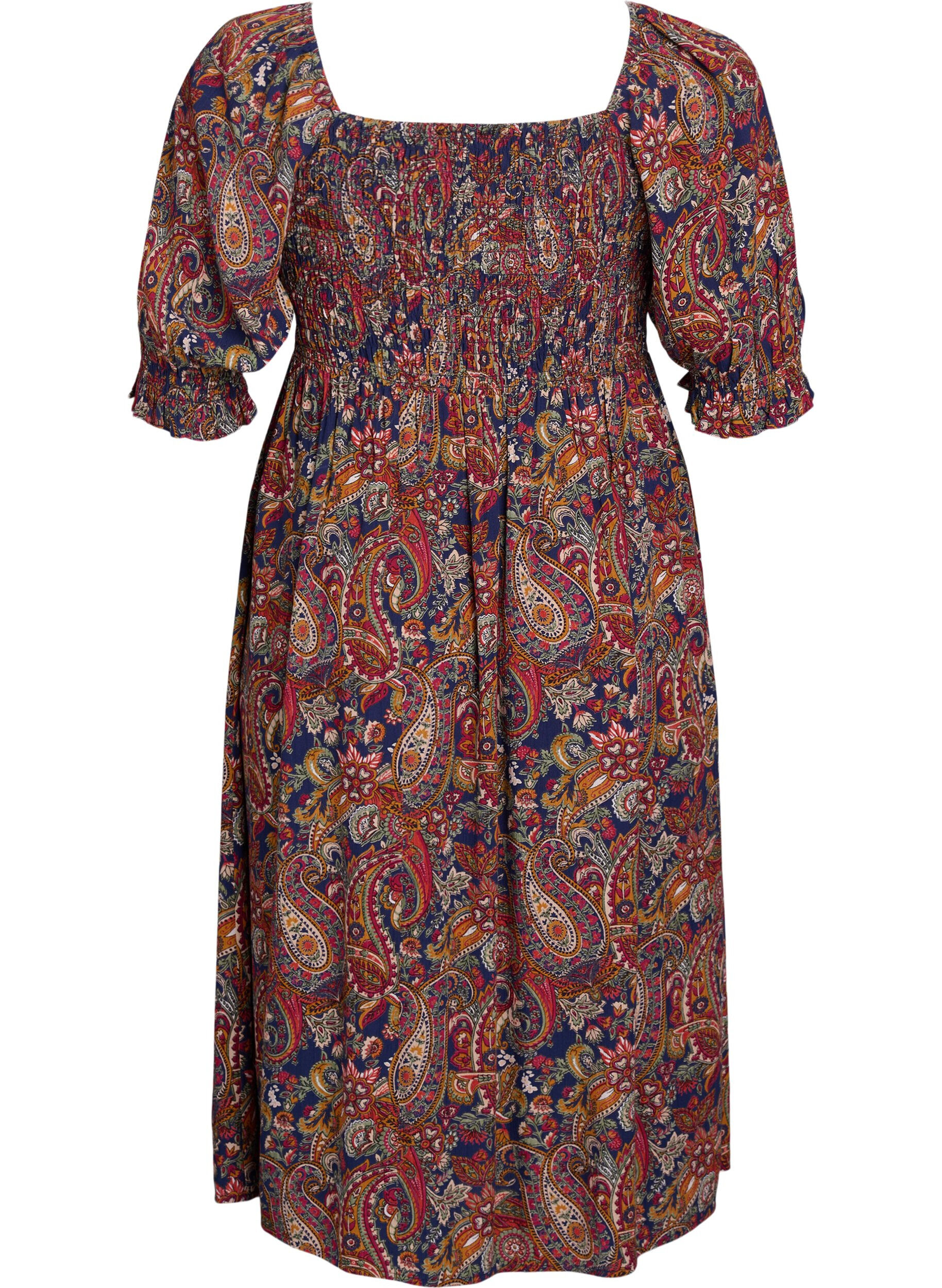 Zizzi Robe d'&eacute;t&eacute; en viscose &agrave; imprim&eacute; paisley, Bleu, Packshot image number 1