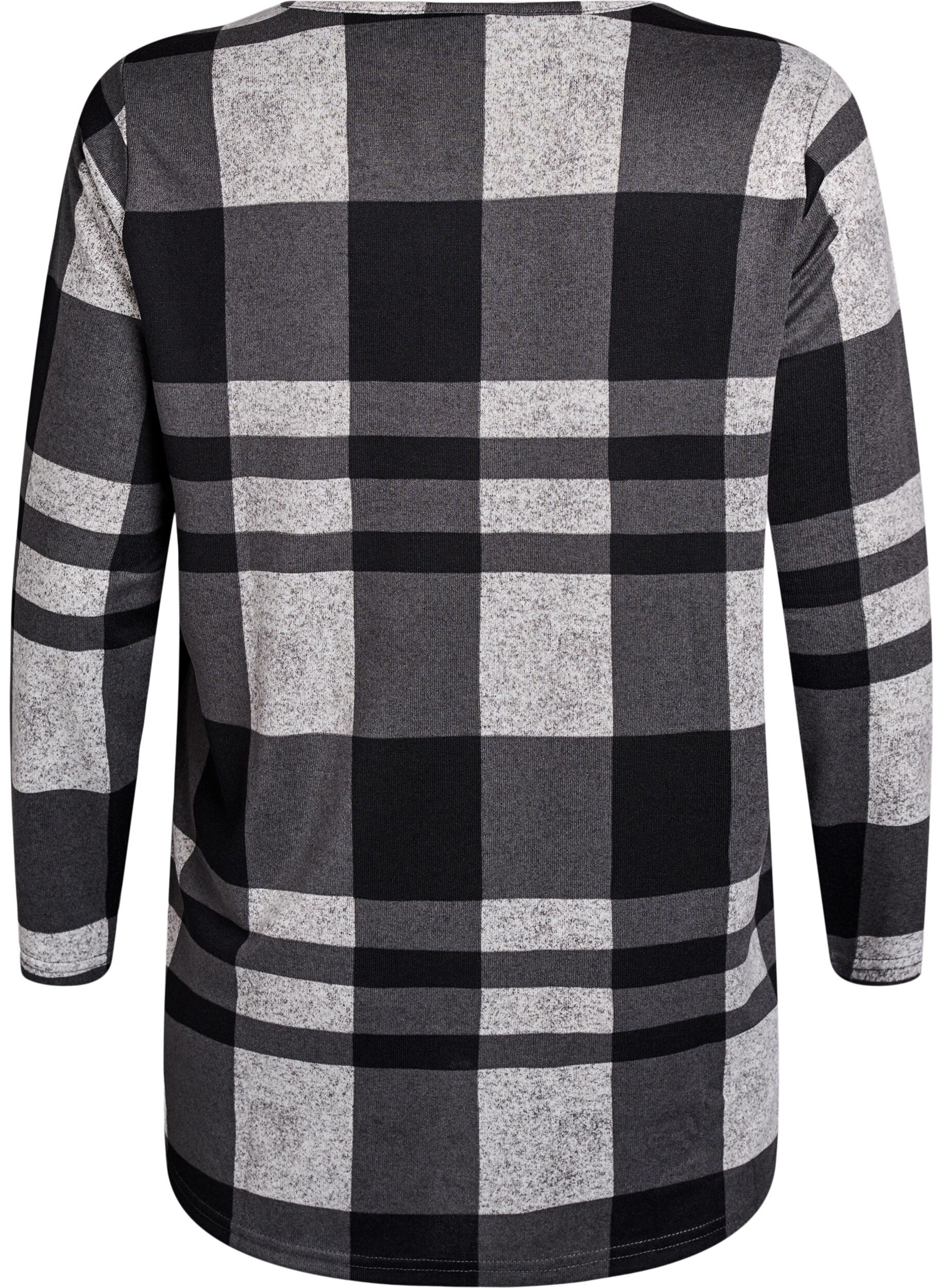 Zizzi Chemisier &agrave; motifs &agrave; manches longues, Gris, Packshot image number 1