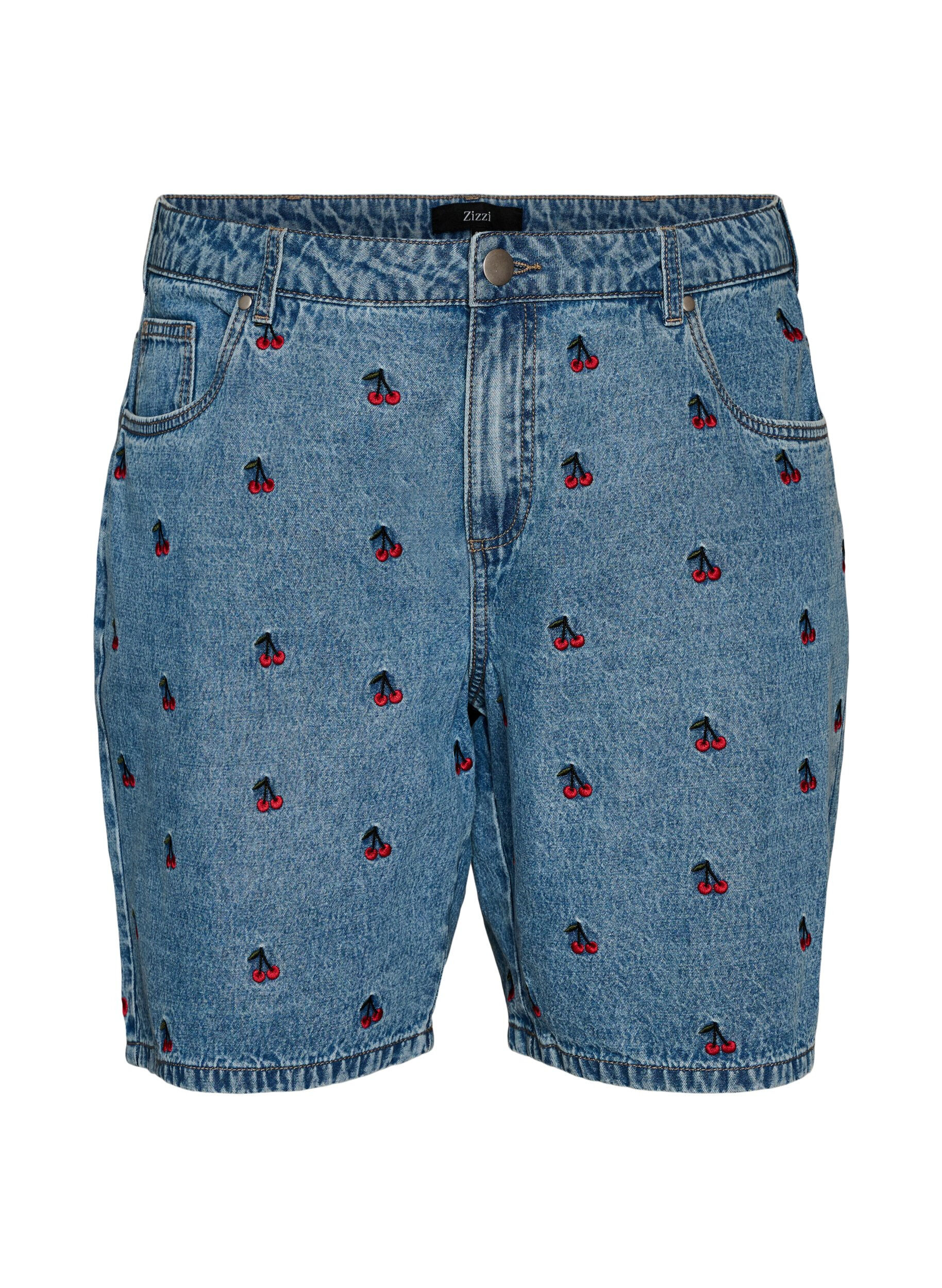 Zizzi Short en jean brod&eacute;, Bleu Clair, Packshot image number 0