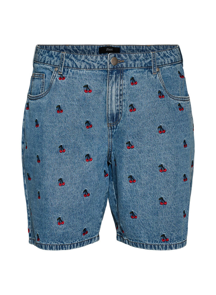 Short en jean brod&eacute;, Bleu Clair, Packshot image number 0