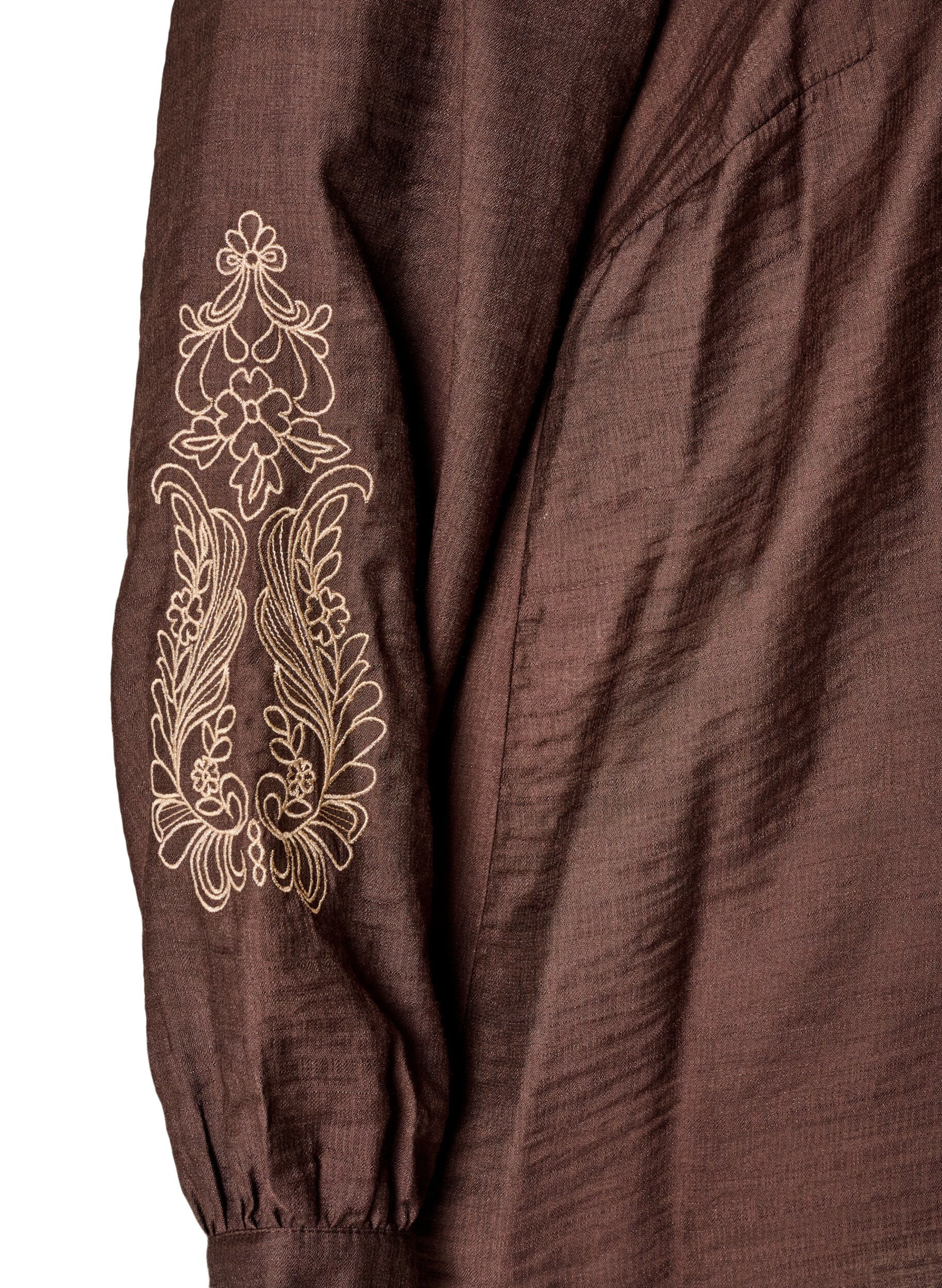 ZizziChemise en viscose avec manches brod&eacute;es, Marron, Packshot image number 3