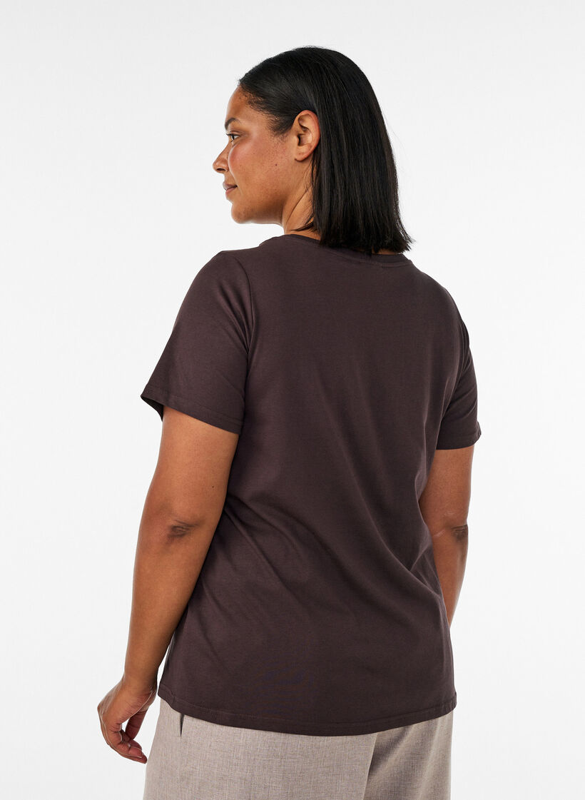T-shirt en coton avec imprim&eacute; devant, Marron, Model image number 2
