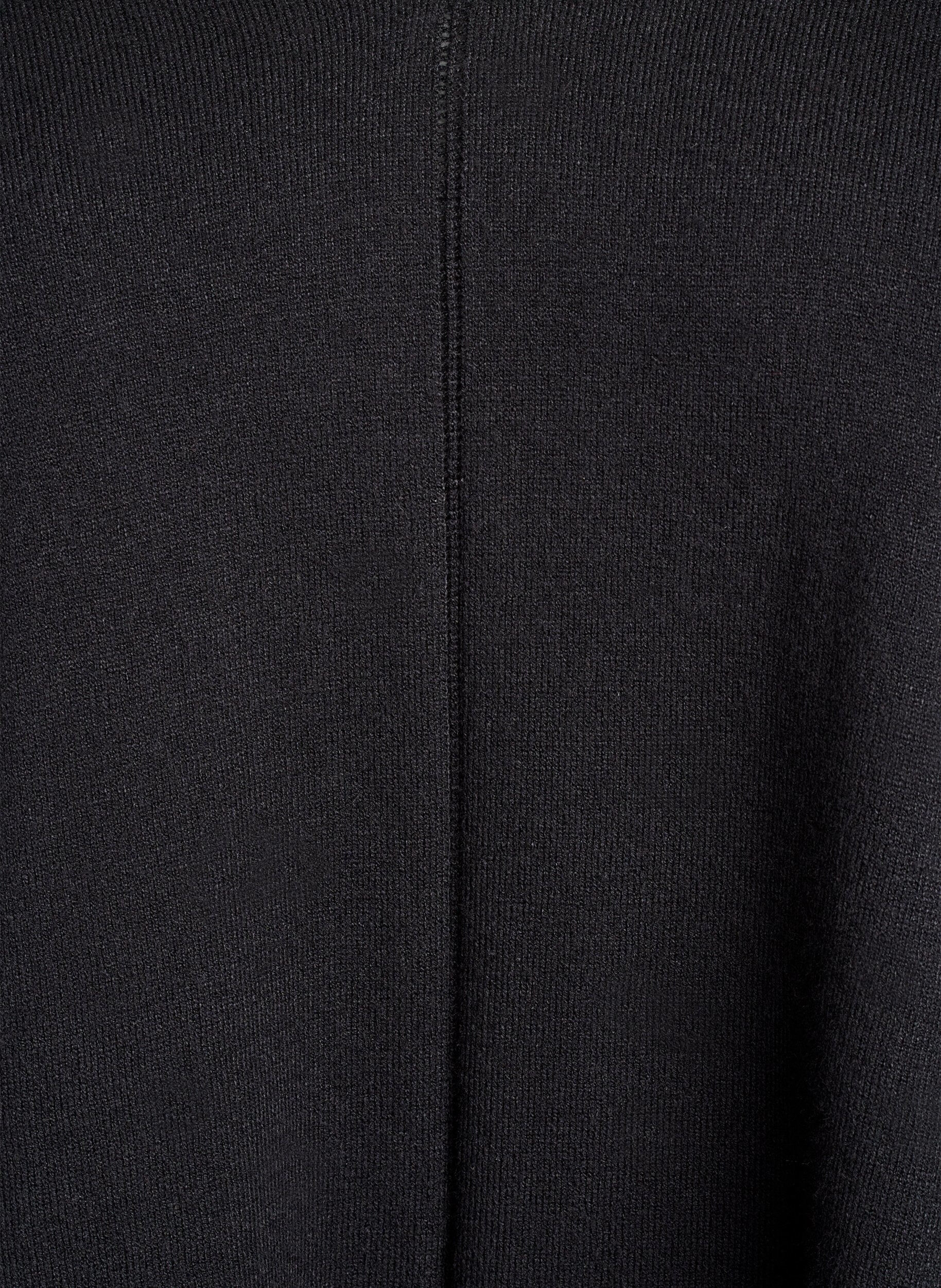 Zizzi Blouse en fine maille avec col V et d&eacute;tail devant, Noir, Packshot image number 2