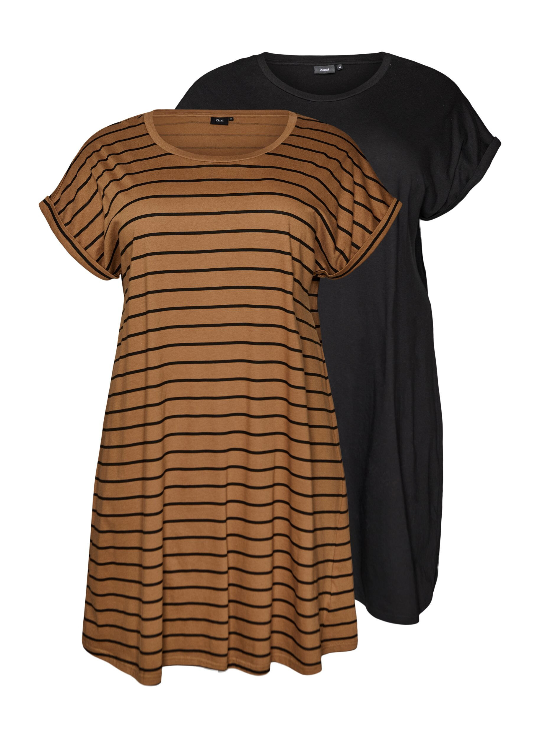 Zizzi 2-pack Robe T-shirt &agrave; manches courtes, Marron, Packshot image number 0