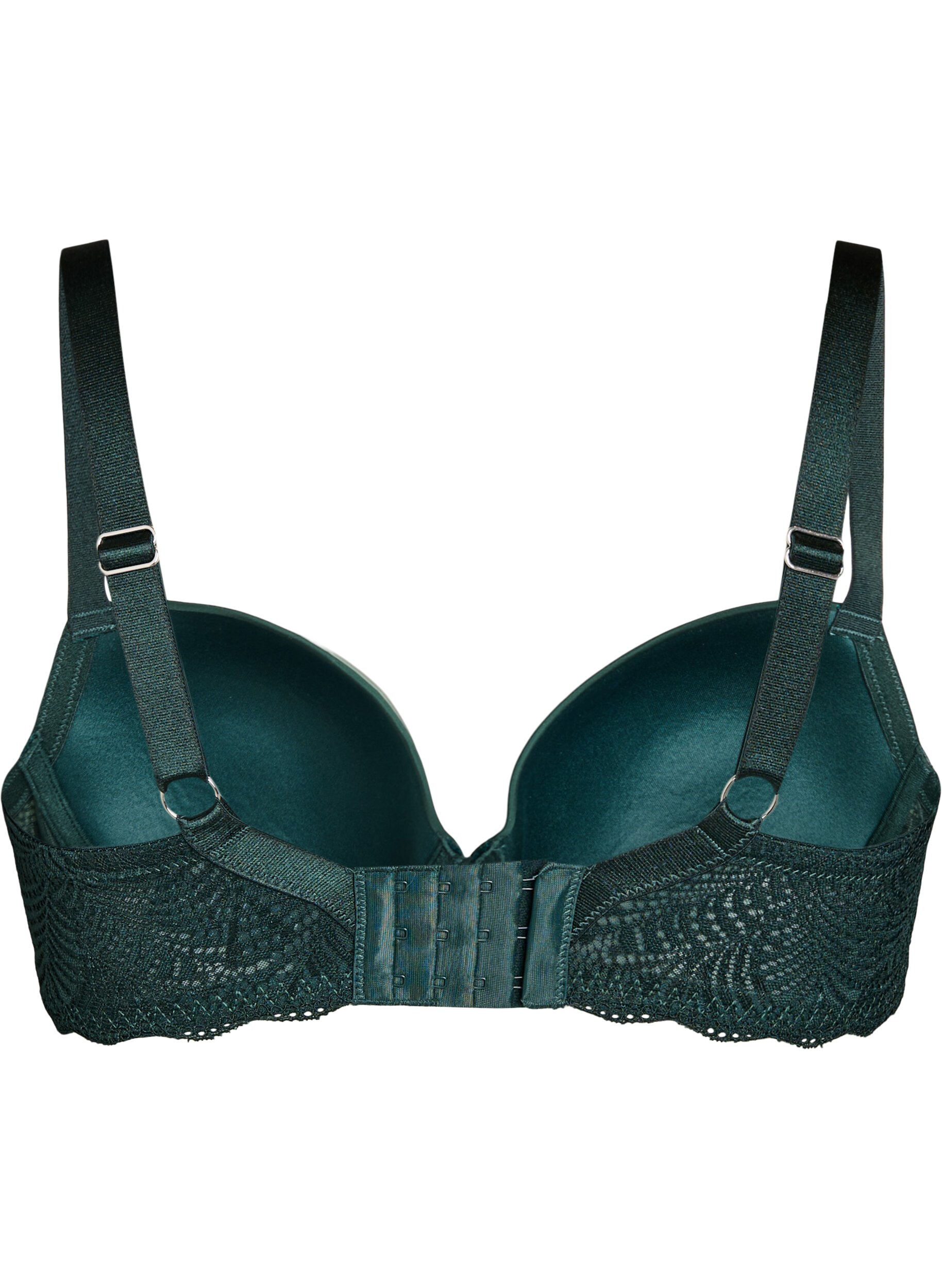 Zizzi Soutien-gorge avec bonnets moul&eacute;s et dentelle, Vert fonc&eacute;, Packshot image number 1