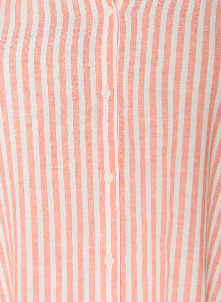 Blouse en lin et viscose avec col en V, Corail, Packshot image number 2