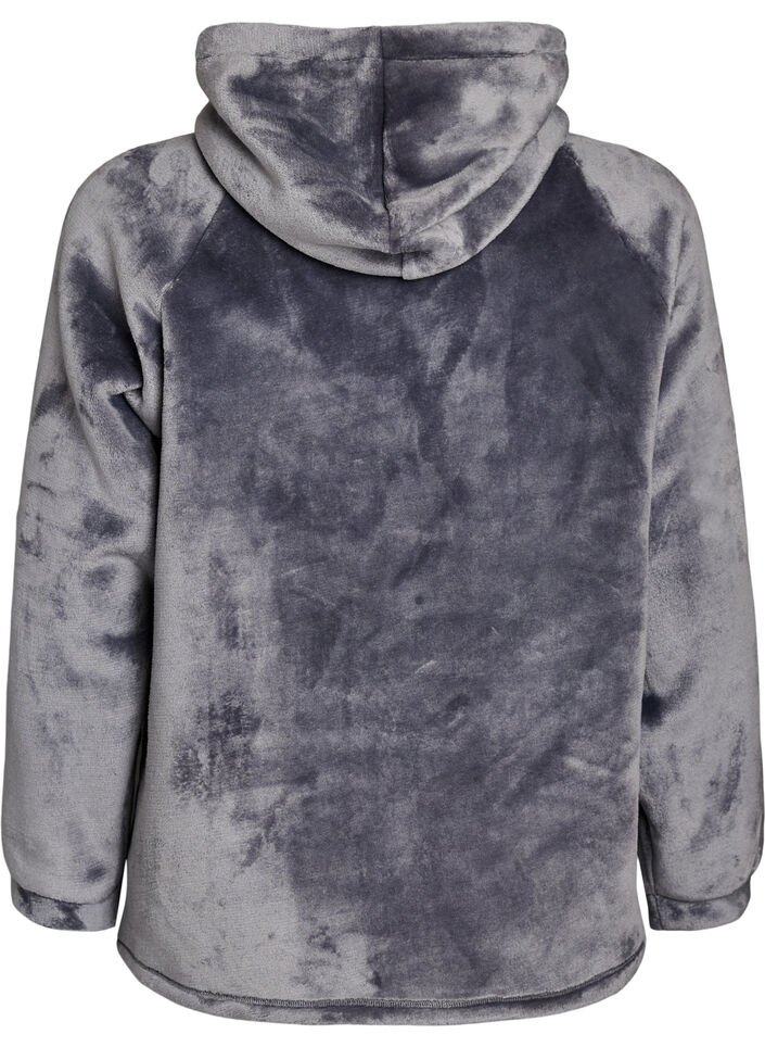 Sweat &agrave; capuche en velours avec poche kangourou, Gris, Packshot image number 1
