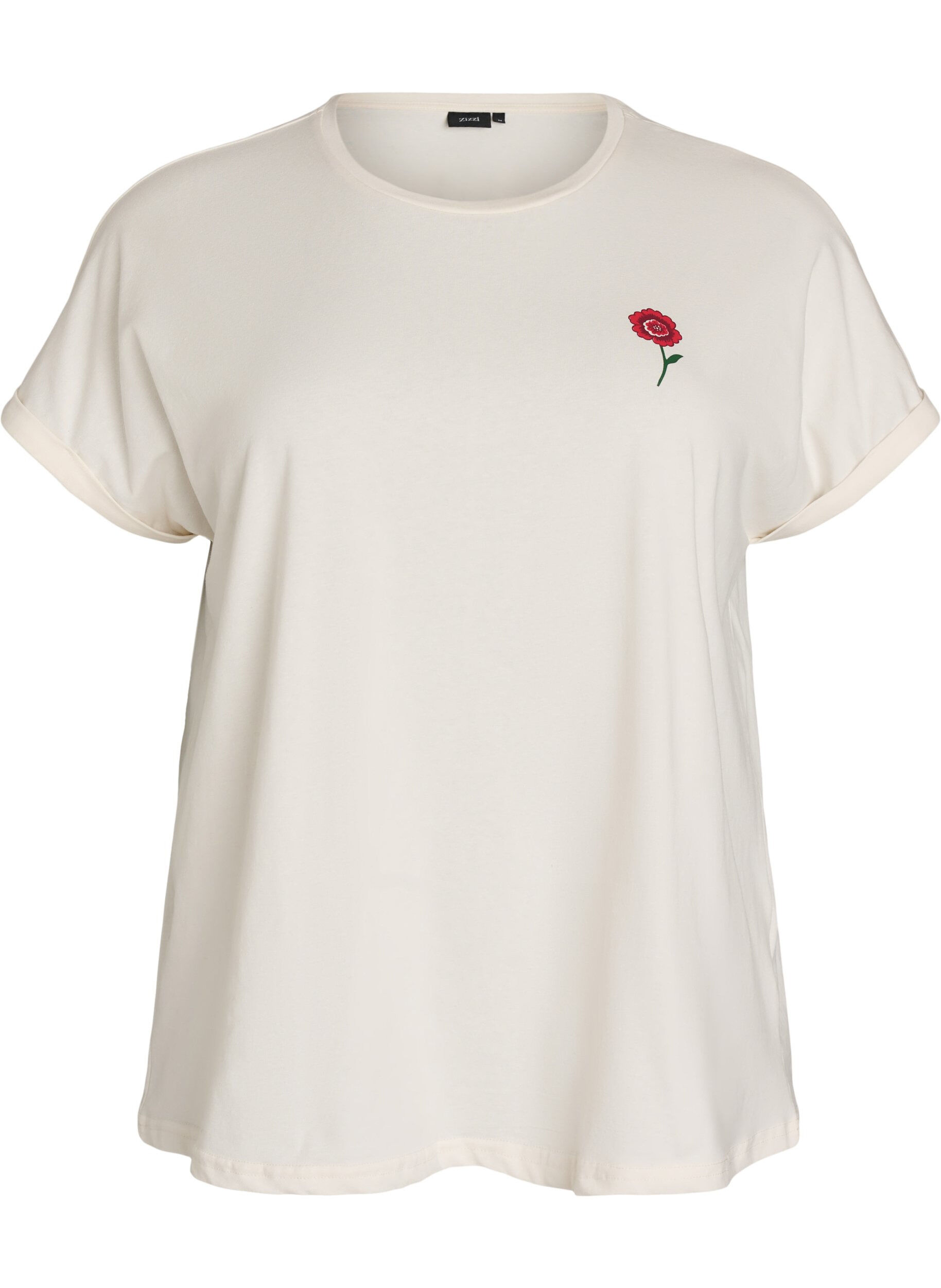 Zizzi T-shirt de nuit ample en coton avec imprim&eacute;, Vanille, Packshot image number 0